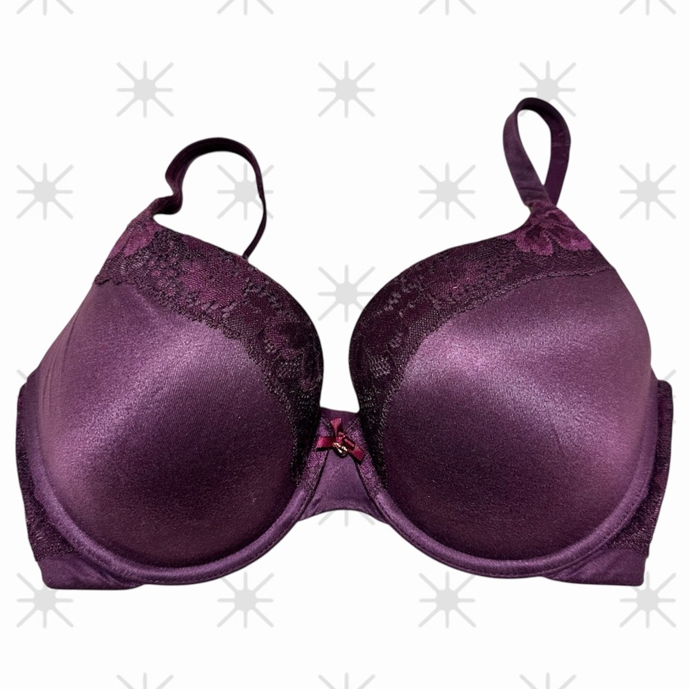 Victoria’s Secret 32DDD Purple Lace Push Up Bra Sexy Satin underwire Comfy